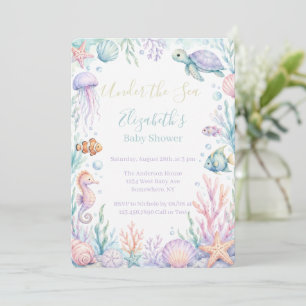 Invitación Ducha de Bebé Pastel Bajo El Mar 