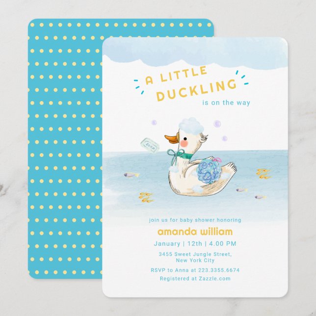 Invitación Ducha de Bebé Patito Pequeñito (Anverso / Reverso)