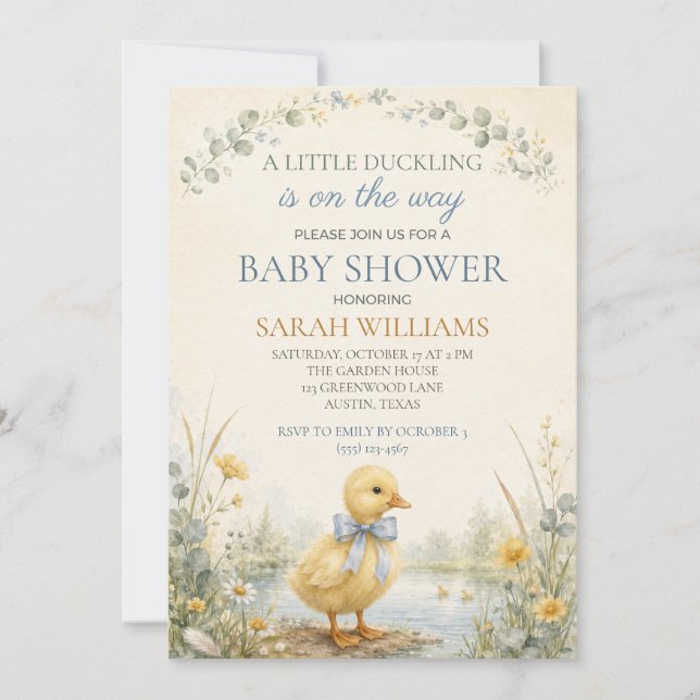 Invitación Ducha de Bebé Patito Pequeño (Anverso)