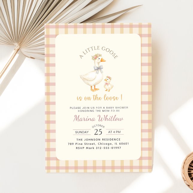 Invitación Ducha de Bebé Pato con Lazo de Gingham (Subido por el creador)