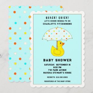 Invitación Ducha de Bebé Pato Con Paraguas