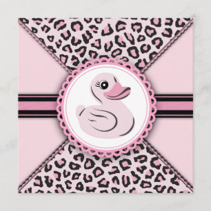Invitación Ducha de Bebé Pato de Goma Rosa Lindo
