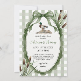 Invitación ducha de bebé pato mallard verde