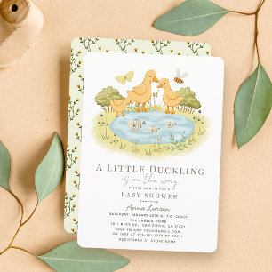 Invitación Ducha de Bebé Pato Patito Familia del Estanque
