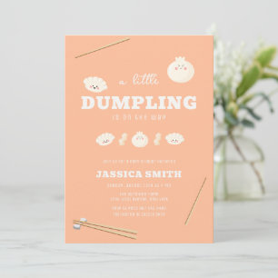 Invitación Ducha de Bebé Peach Kawaii Bao Dumpling
