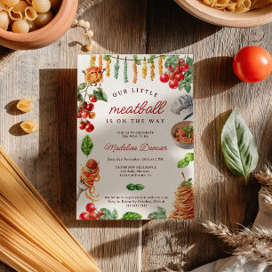 Invitación Ducha de Bebé Pequeña Albóndiga Italiana de Pasta