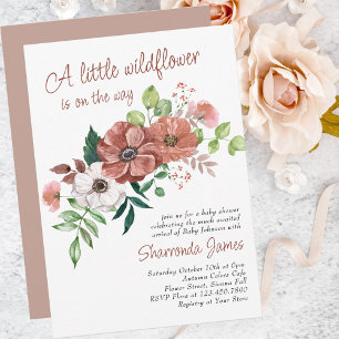Invitación Ducha de Bebé Pequeña Flor Silvestre Flores de Oto