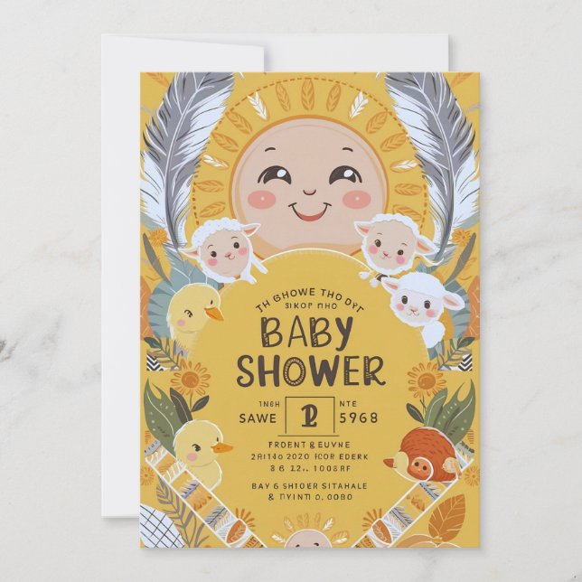 Invitación Ducha de bebé Pequeño Rayo de Sol (Anverso)