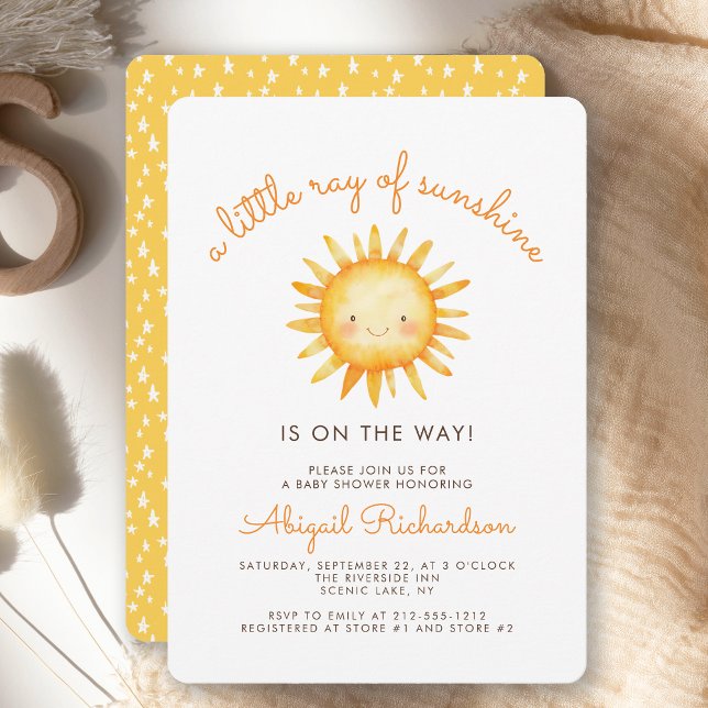 Invitación Ducha de Bebé Pequeño Rayo de Sol Cute (Subido por el creador)