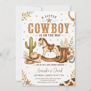 Invitación Ducha de Bebé Pequeño Vaquero Caballo de Balanza