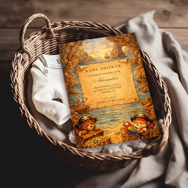 Invitación Ducha de Bebé Pequeños Piratas Viaje al Tesoro (Subido por el creador)