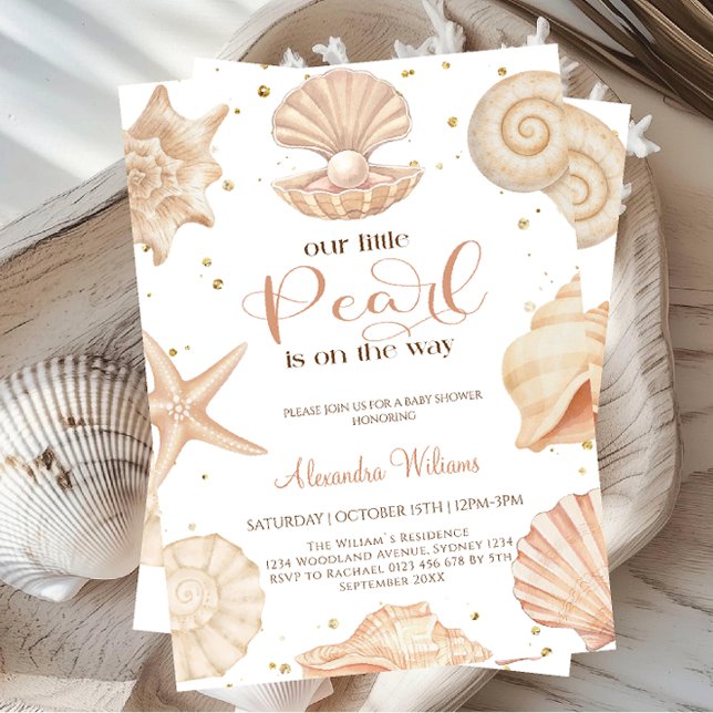 Invitación Ducha de bebé perla del océano (Subido por el creador)
