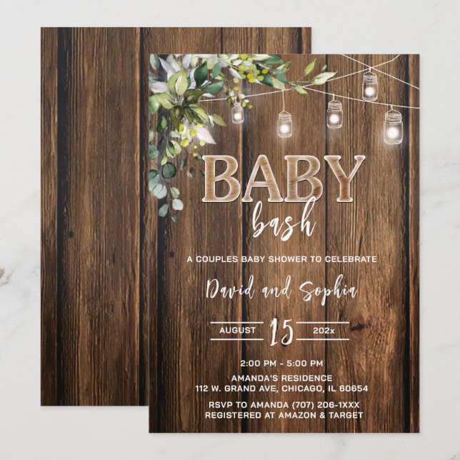 Invitación Ducha de bebé personalizada Bash (Anverso / Reverso)