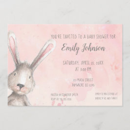 Invitación Ducha de bebé personalizada Watercolor conejo cone