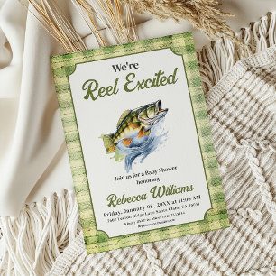Invitación Ducha de Bebé Pescador de Peces a Cuadros Emociona