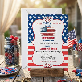 Invitación ducha de bebé petardo del 4 de julio