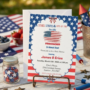 Invitación ducha de bebé petardo del 4 de julio