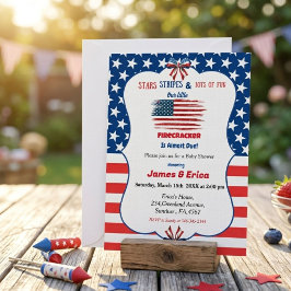 Invitación ducha de bebé petardo del 4 de julio