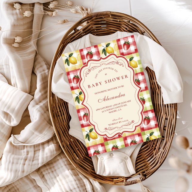 Invitación Ducha de Bebé Picnic de Limón y Frutas (Subido por el creador)