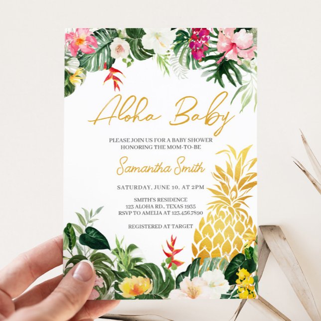 Invitación Ducha de Bebé Piña Aloha Baby (Aloha Baby Shower Invitation)