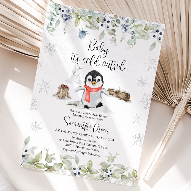 Invitación Ducha de Bebé Pingüino de Invierno (Subido por el creador)