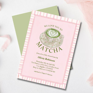 Invitación Ducha de bebé Pink Green We Love You So Matcha