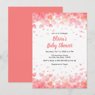 Invitación Ducha de bebé Pink y Red A Little Sweetheart