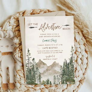 Invitación Ducha de Bebé Pino de Montaña Verde Naturaleza