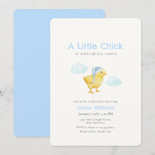 Invitación Ducha de Bebé Pollo Pequeño de Nube Azul Celeste