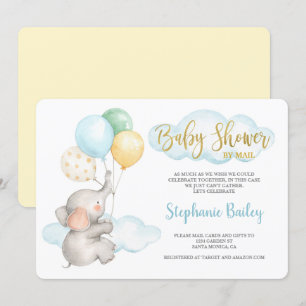 Invitación Ducha de bebé por correo de elefante