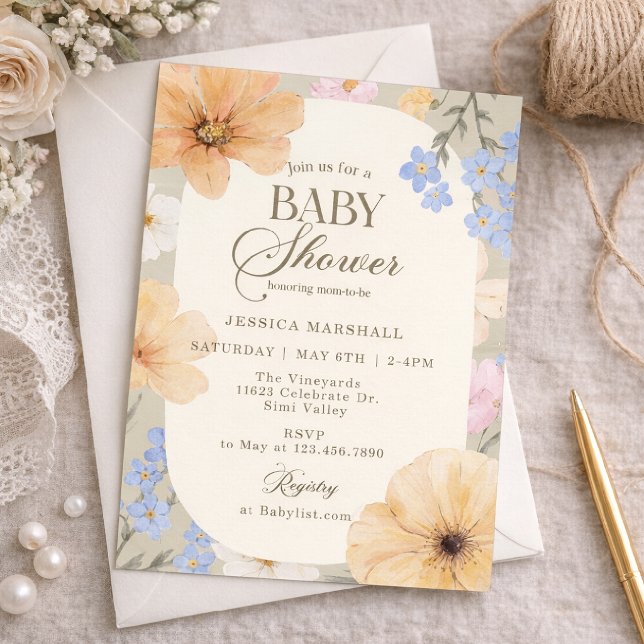 Invitación Ducha de bebé, Primavera, Floral, Verano, Neutral  (Subido por el creador)