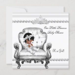 Invitación Ducha de bebé Princesa Afroamericana Silla de Niña