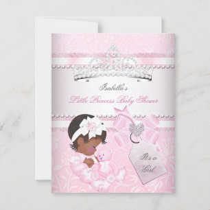 Invitación Ducha de bebé princesa bonita Tiara étnica niña li