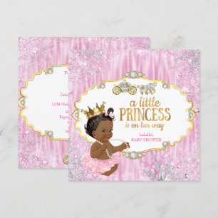 Invitación Ducha de Bebé Princesa Carruaje Mágico Rosa Étnico