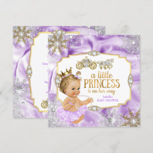 Invitación Ducha de Bebé Princesa Carruaje Morado Rubia