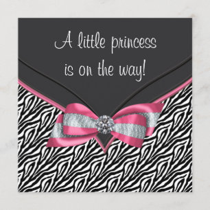 Invitación Ducha de bebé Princesa Cebra Rosa