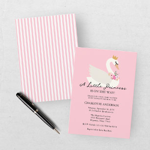 Invitación Ducha de Bebé Princesa Cisne Rosa