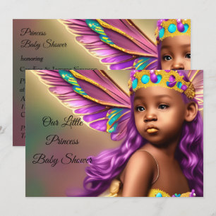 Invitación Ducha de bebé Princesa Étnica mariposa púrpura