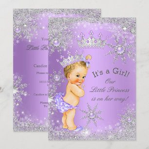 Invitación Ducha de Bebé Princesa Lavanda Maravilla Rubia