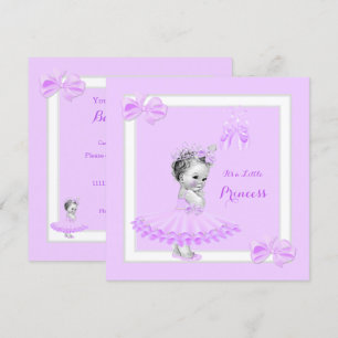 Invitación Ducha de Bebé Princesa Niña Cute Tutú Lila