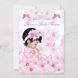 Invitación Ducha de bebé princesa niña floral rosa asiática