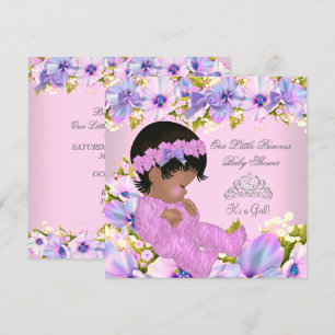 Invitación Ducha de bebé princesa niña floral Rosa Purpura