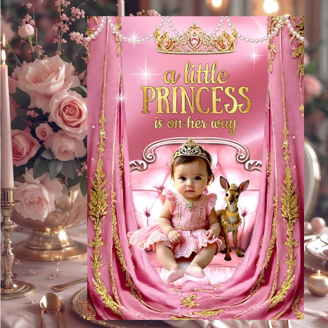 Invitación Ducha de Bebé Princesa Rosa Bebé Ciervo (Subido por el creador)