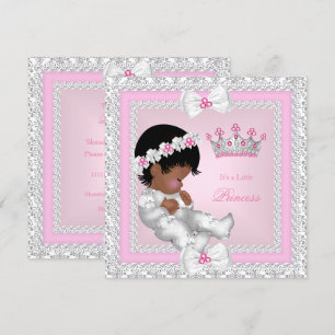 Invitación Ducha de bebé princesa rosa blanco gris damasco ét