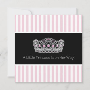 Invitación Ducha de Bebé Princesa Tiara Rosa Negro