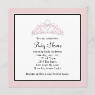 Invitación Ducha de Bebé Princesa Tiara Rosa Princesa