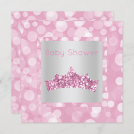 Invitación Ducha de bebé Princess Pink Silver Bubble