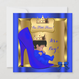 Invitación Ducha de bebé príncipe real Zapatos azules lindos 