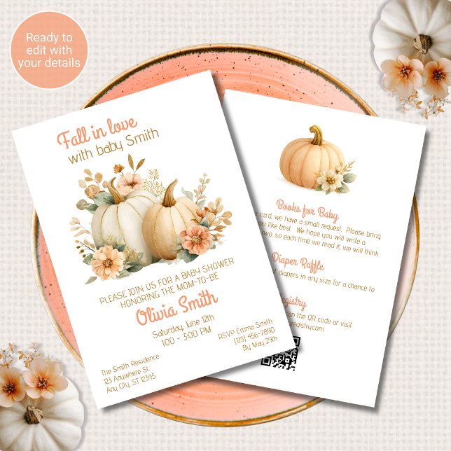 Invitación Ducha de bebé Pumpinks Baby Shower Todo en Uno (Subido por el creador)