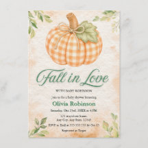 Ducha de bebé Pumpkin Gingham Fall in Love